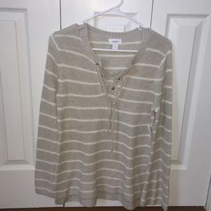 long sleeve sweater with tie up front